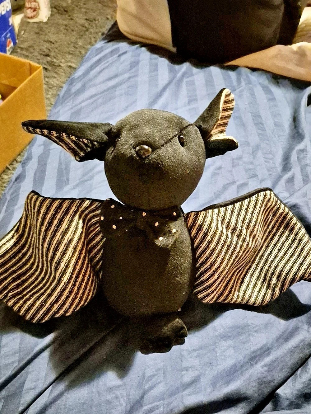 Black & Gray Striped Bat Plush